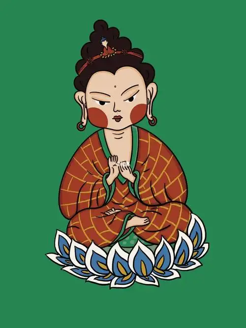 原创插画|卡通敦煌小菩萨 寻梦敦煌