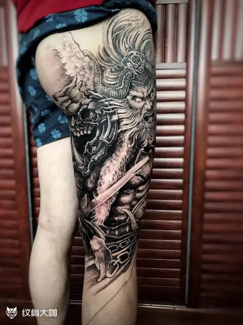 战神～蚩尤_腿部新传统纹身图案大全 - 纹身大咖