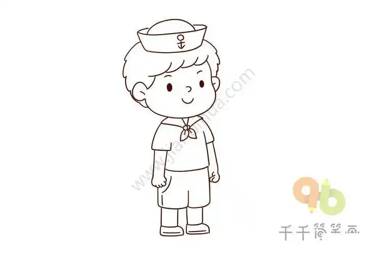 女生海军服简笔画