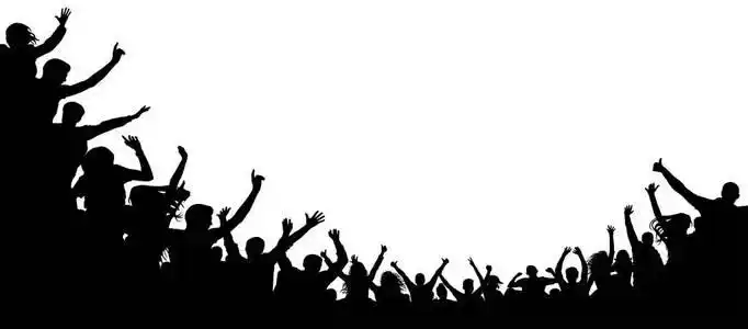 观众掌声举起. 欢快的人们鼓掌的剪影矢量.