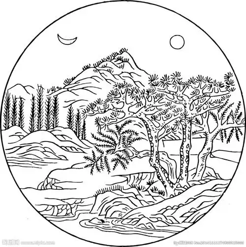 山水线描矢量山水线图片