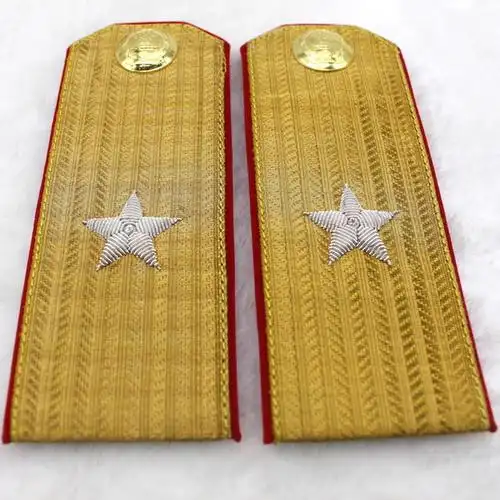 现货进口金属丝印度丝刺绣徽章55式红色经典收藏陆军少将肩章