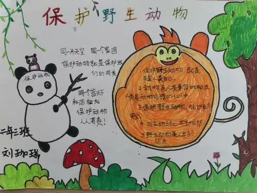 "敬畏自然 ,保护野生动物" 手抄报