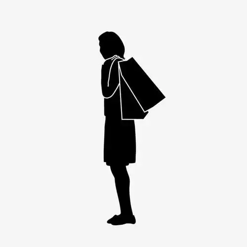 手绘卡通小人素材女人剪影