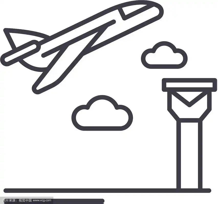 机场线图标概念机场线性