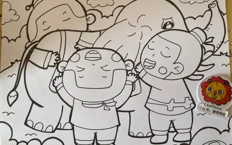 主题简笔画:《盲人摸象》