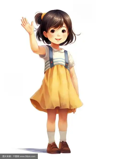 一个可爱的小女孩儿童卡通手绘