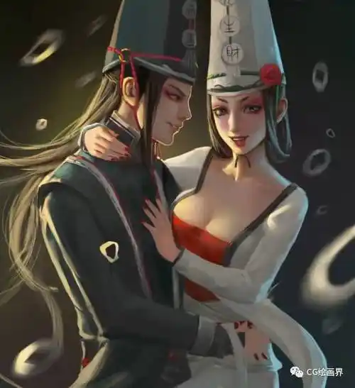 painter绘制另类黑白无常插画教程