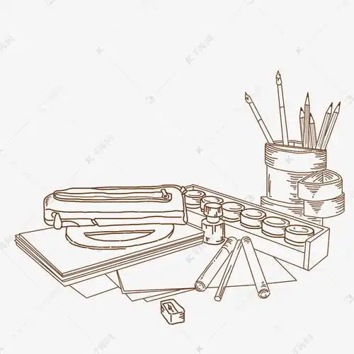 线描文具手绘