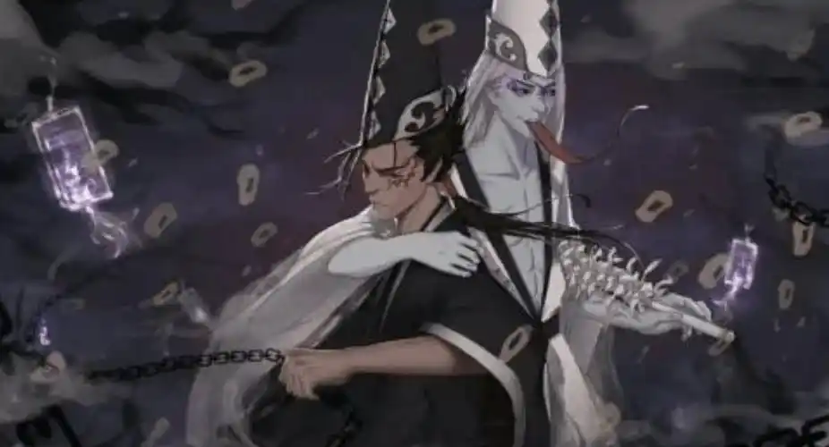 的特征主要体现在他们额头上的字上,谢必安的头上是"一见生财"字样,而