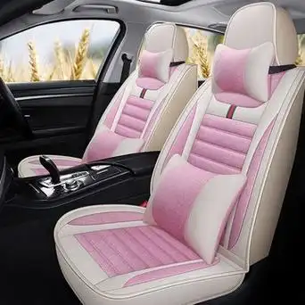 汽车坐垫 全包亚麻布艺汽车座套车五座套四季通用包围透气座垫套