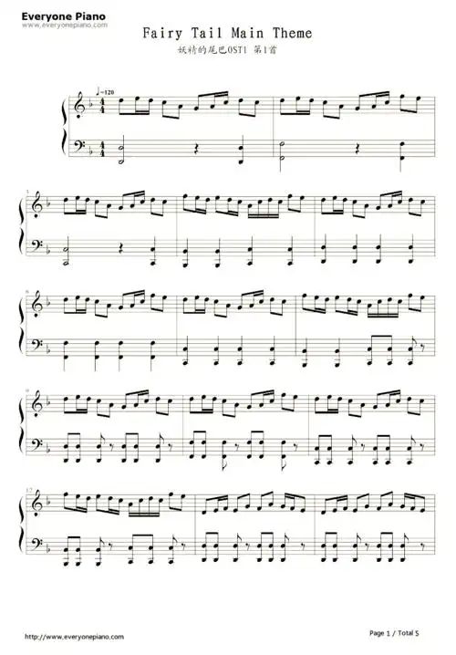 妖精的尾巴,三年没弹琴了,谱都不太熟了,很想知道左手怎么弹,比如第一