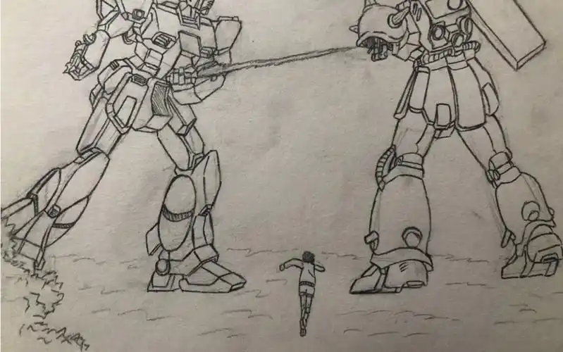 画渣手绘 nt-1高达vs扎古ii改 圣诞快乐 巴尼 已经不用再战斗了