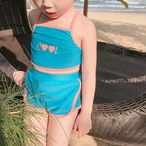 儿童泳衣女童分体平角泳裤女孩可爱比基尼吊带儿童泳衣