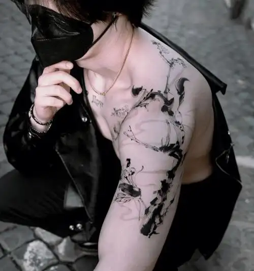 03tattoo03桃花水墨纹身