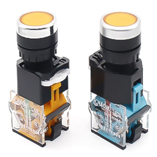 按钮开关自复位la38-11bn自锁一开一闭启动停止圆形点动开关按钮