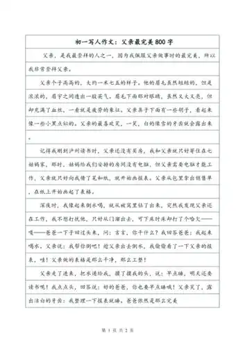 初一写人作文父亲最完美800字