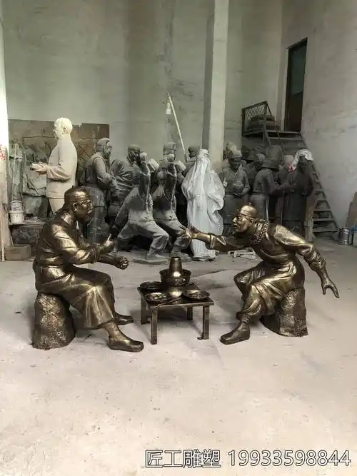 玻璃钢吃火锅人物雕塑火锅店摆件装饰