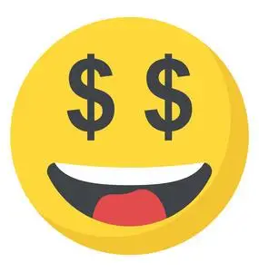 一 emoji 表情的美元眼露出贪婪照片