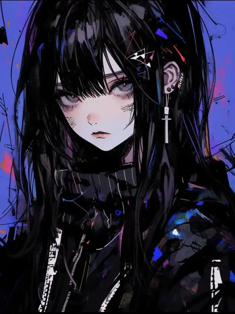 克莱因蓝#ai绘画  #氛围感 #漫画 #黑色系 #酷女孩 - 抖音