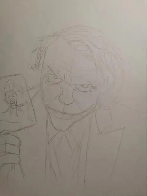 手绘人物钢笔画一张希斯莱杰小丑