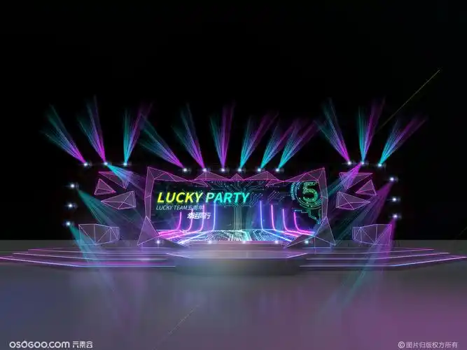 3d设计效果图幸运同行年会舞台舞美设计