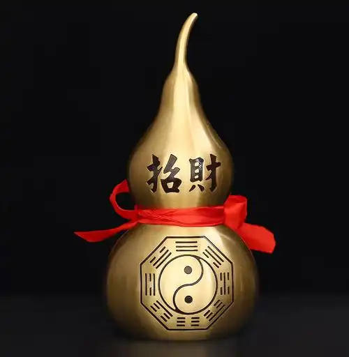 纯铜太极八卦福禄双全聚财守护家宅葫芦摆件居家装饰铜制工艺摆设丰财