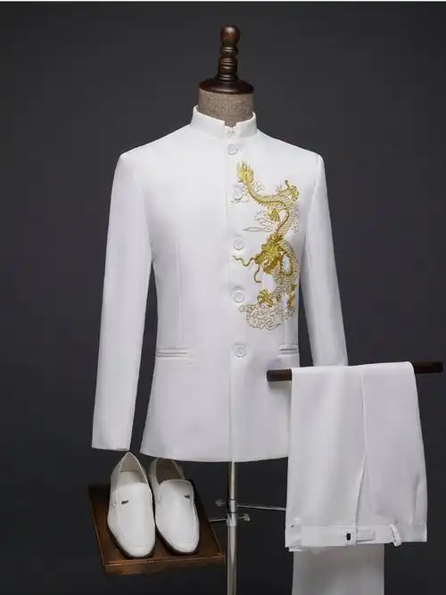 华伦天奴·奥兰迪轻奢高品质男装中老年中山装大合唱团演出服男士乐队