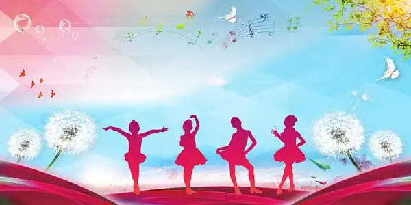 彩色几何剪影校园文化艺术节海报背景素材舞蹈