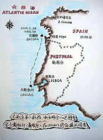 图文-阿东手绘版纵横四海路线图 维哥至里斯本航程