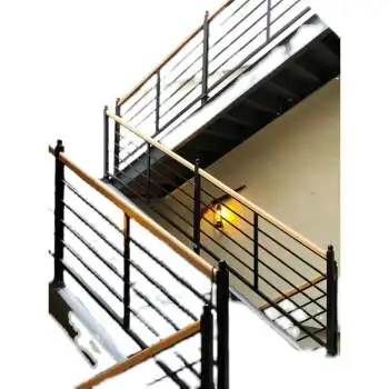 铁艺楼梯扶手实木简约现代家用室内护栏杆飘窗阁楼黑色阳台围栏 铁艺