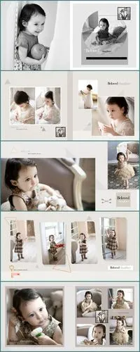 韩式儿童写真宝宝成长相册psd模版10寸方版设计排版影楼字体素材