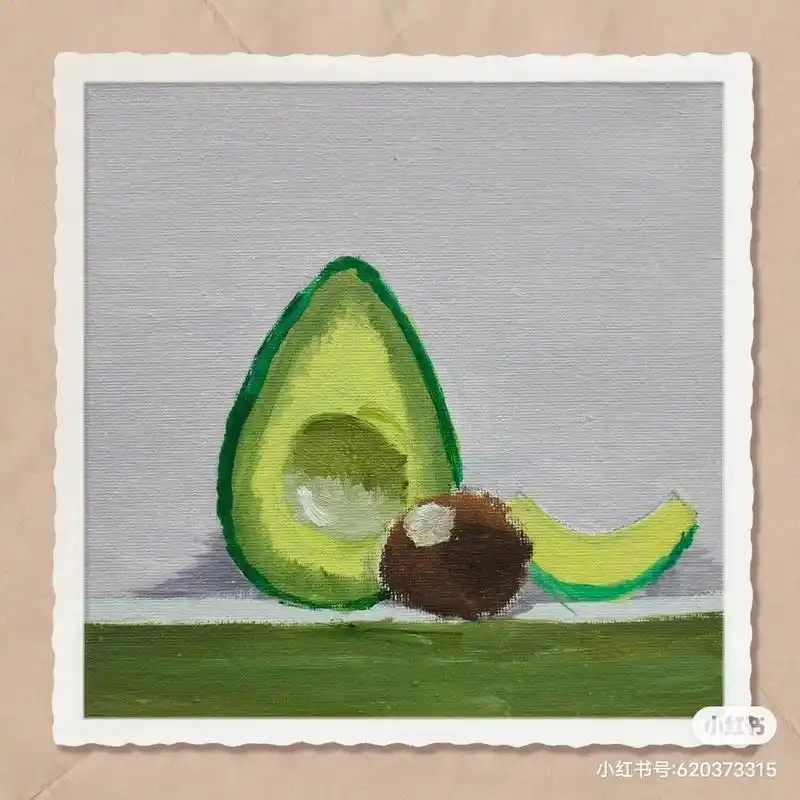 儿童画丙烯画油画牛油果