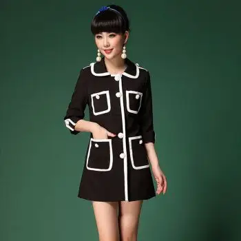 eeiigghhtt8面 欧美女装大牌同款职业女性时尚个性秋装撞色双口袋风衣