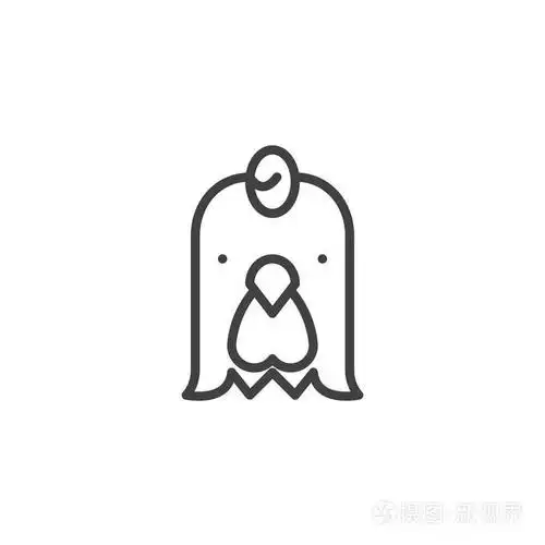 鸡头线图标轮廓矢量符号线性风格象形文字隔离在白色上.