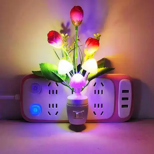 玉兰花led蘑菇小夜灯创意家居装饰夜光灯儿童房床头灯卧室睡眠灯