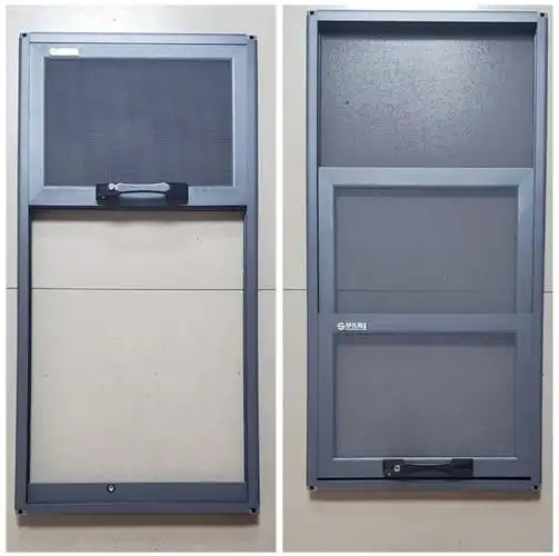 产品名称:三节连动纱窗 材质:铝合金(国标a棒铝),尼龙配件,金刚网(304