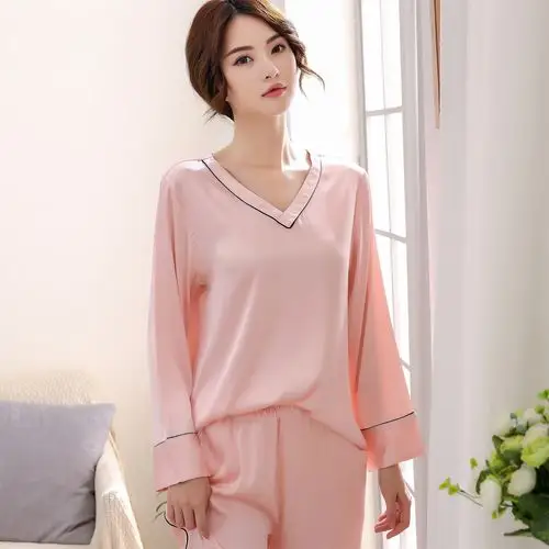 睡衣女长袖薄款 冰丝_女式睡衣纯棉春秋长袖全棉 春季薄款冰丝韩版