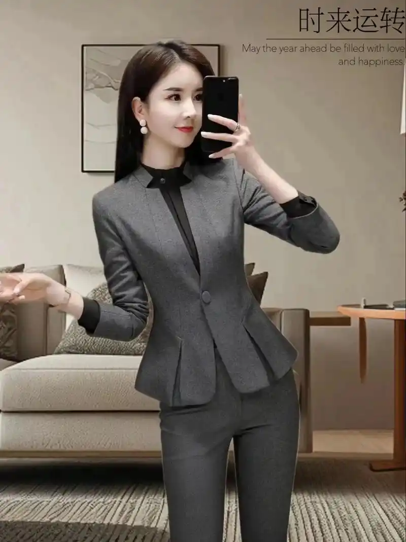 姐妹93时尚修身职业西服套装女西装正装酒店前台上班气质职业装