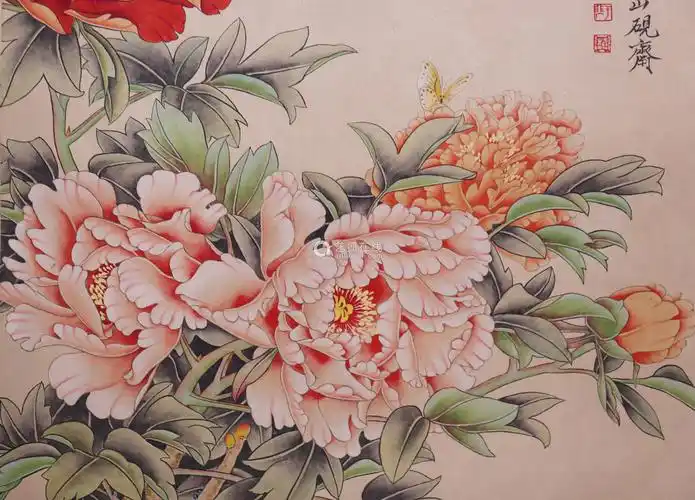 于非闇牡丹图纸本设色立轴