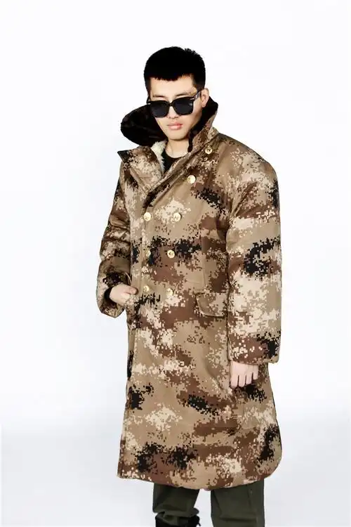 运动户外07式军迷冬季加厚长款防寒军大衣荒漠迷彩棉大衣保暖防寒服