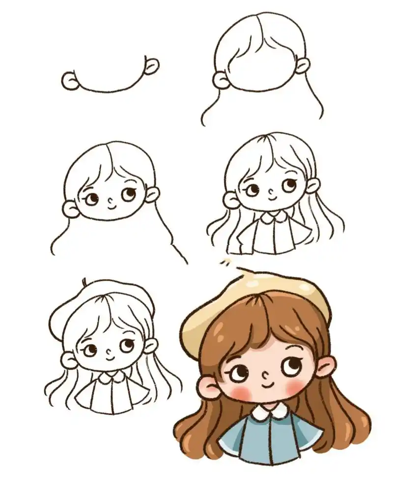 卡通手绘人物头像教程 零基础绘画|简笔画教程|黑白ins插画|手帐素材