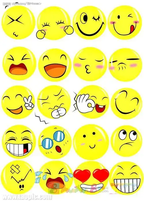 表情符号简笔画有颜色卡通微笑标志简单的设计表情符号平的插图偶像