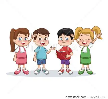 插图素材: little students kids cartoon