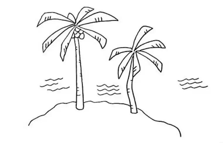 夏天海岛怎么画_夏天海岛简笔画画法步骤教程
