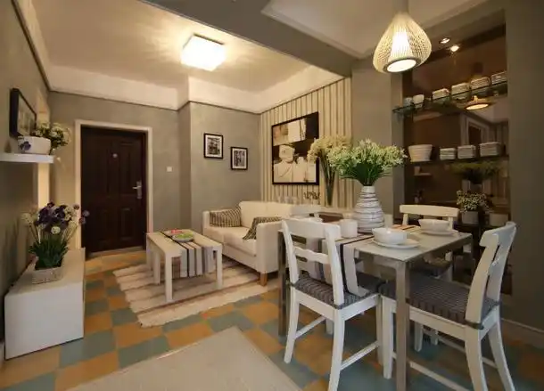 客厅现代简约风格客餐厅装修图效果图