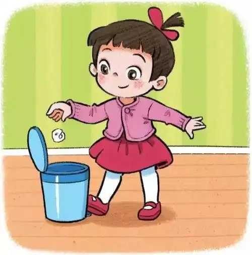 4.擤完鼻涕后,将纸巾扔进垃圾桶内.