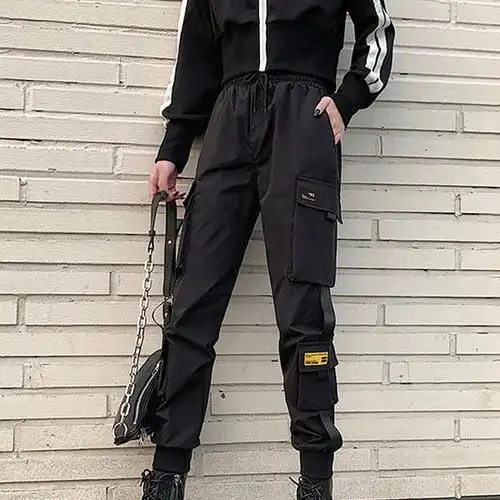 酷士凡搭配高帮鞋的裤子大码工装裤男女春秋新款束脚休闲裤高腰宽松