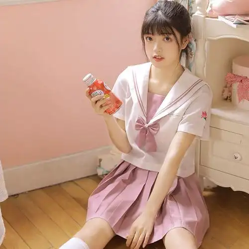 jk日系水手服正统软妹制服裙红玉兰日本长袖中间服校服学生套装女