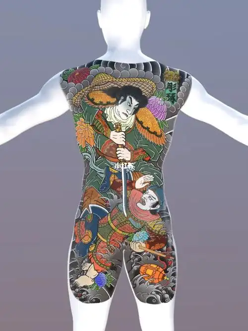 水浒人物活阎罗阮小七老传统纹身手稿